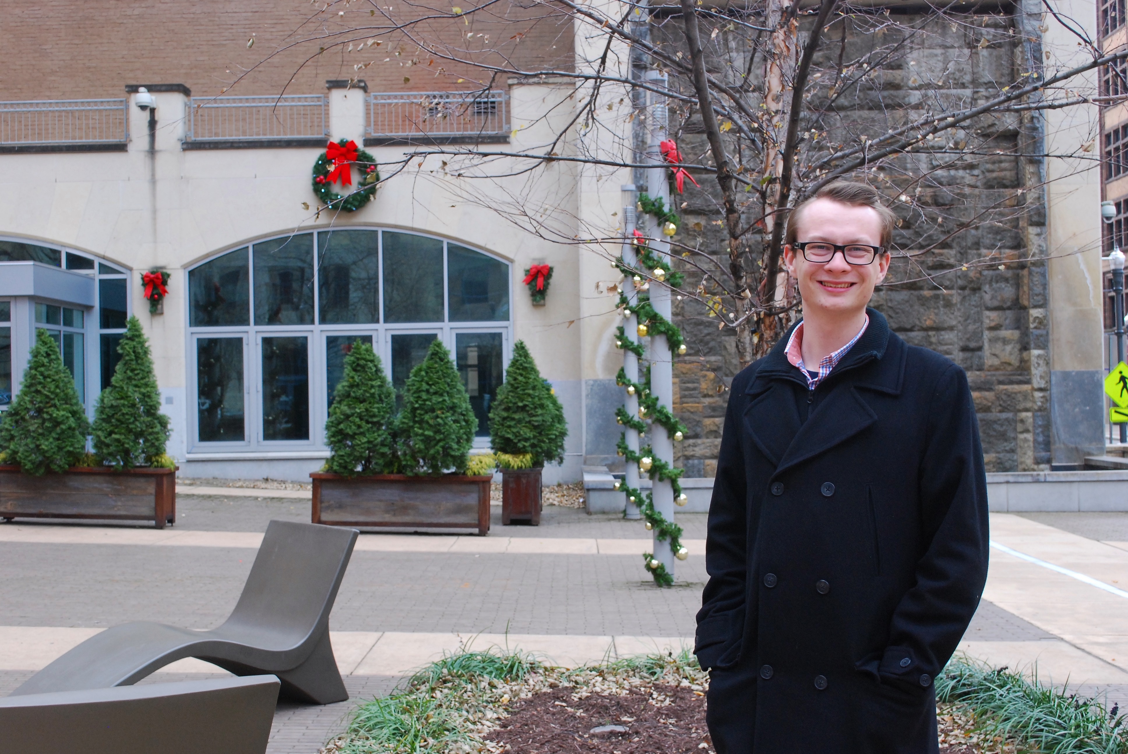 Pictured is Josh Croup, broadcast reporting major.